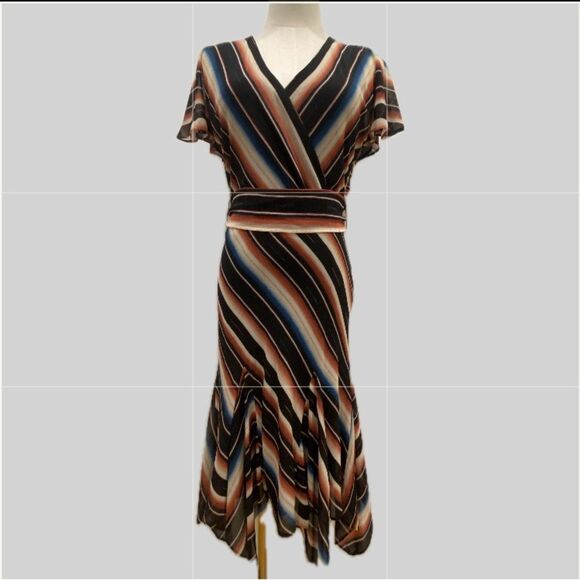 Lauren Ralph Lauren NWOT Multicolor Flutter Sleeves Handkerchief Hem Dress 2P - Picture 1 of 8